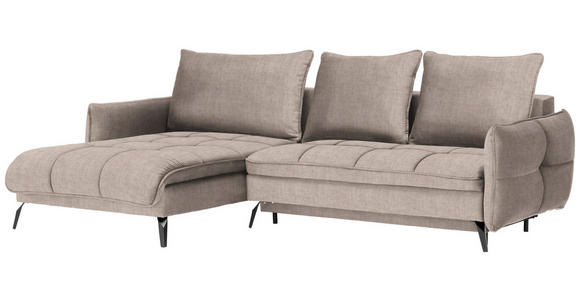 ECKSOFA in Flachgewebe Beige  - Beige/Schwarz, LIFESTYLE, Textil/Metall (180/273cm) - Hom`in