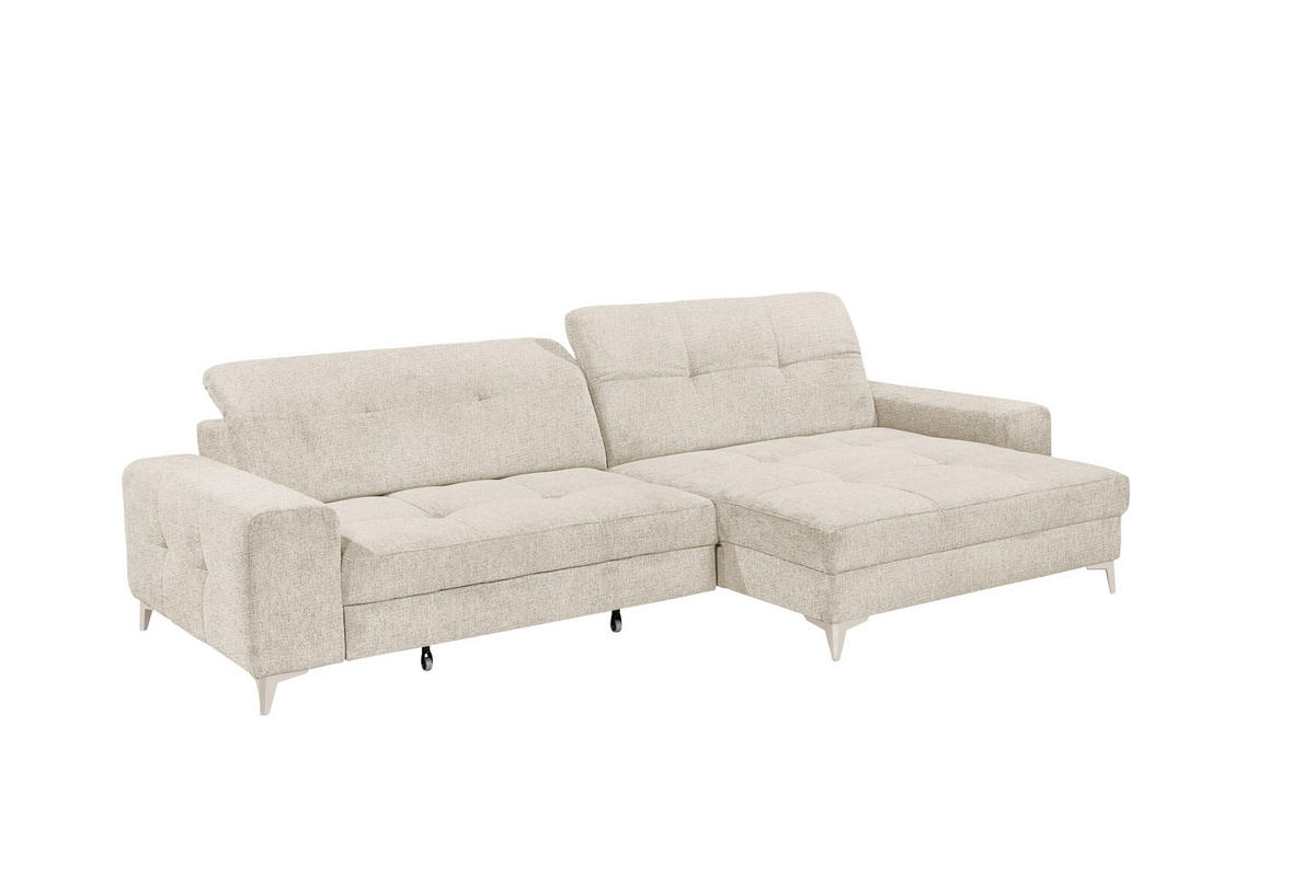 ECKSOFA SORELLA Creme Chenille Kopfteilverstellung, Sitztiefenverstellung  - Kaschmir/Creme, Design, Kunststoff/Textil (328/182cm) - MID.YOU