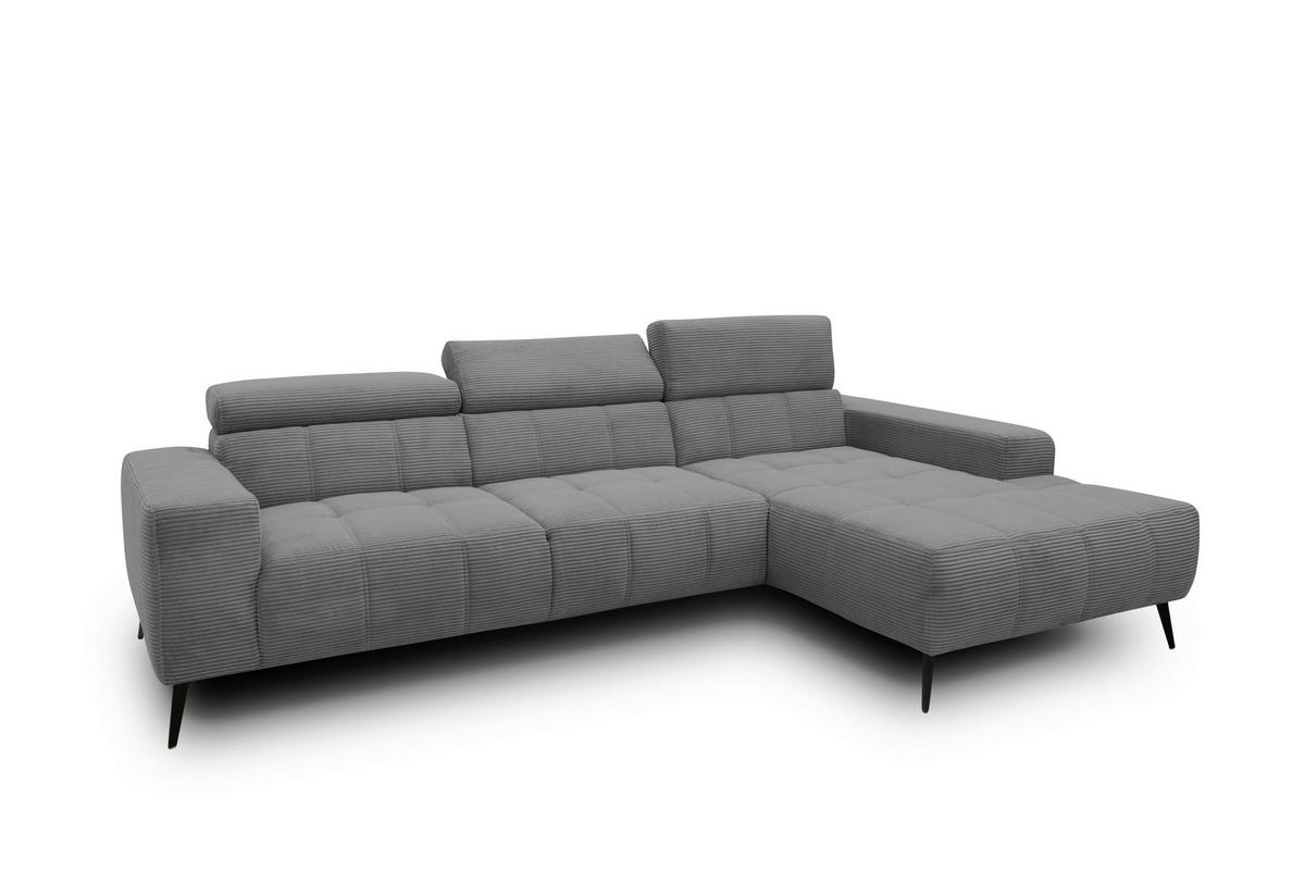 ECKSOFA TRENTO Grau Mikrofaser  - Dunkelgrau/Schwarz, MODERN, Textil/Metall (287/175cm) - MID.YOU