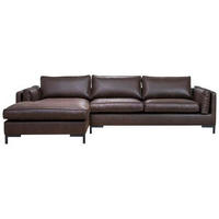 ECKSOFA in Lederlook Dunkelbraun  160/295 cm  - Dunkelbraun/Schwarz, Design, Textil/Metall (160/295cm) - Hom`in