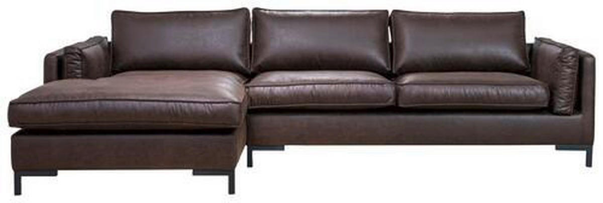 ECKSOFA in Lederlook Dunkelbraun  160/295 cm  - Dunkelbraun/Schwarz, Design, Textil/Metall (160/295cm) - Hom`in