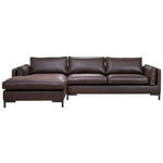 ECKSOFA in Lederlook Dunkelbraun  - Dunkelbraun/Schwarz, Design, Textil/Metall (160/295cm) - Hom`in