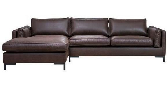 ECKSOFA in Lederlook Dunkelbraun  - Dunkelbraun/Schwarz, Design, Textil/Metall (160/295cm) - Hom`in