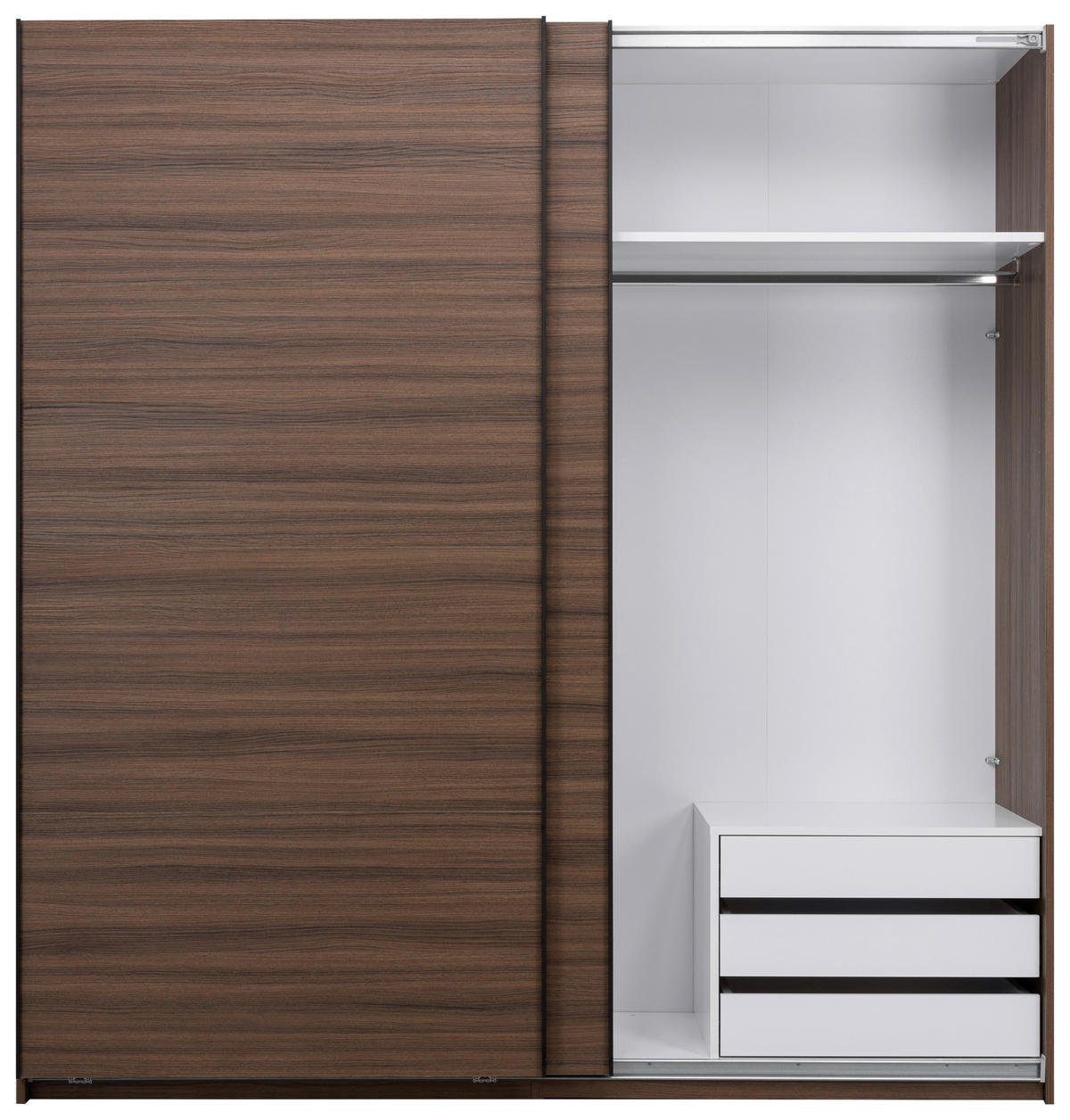 SCHIEBETÜRENSCHRANK 200/211,5/61,5 cm 2-türig Walnussfarben  - Walnussfarben/Schwarz, MODERN, Holzwerkstoff/Metall (200/211,5/61,5cm) - MID.YOU