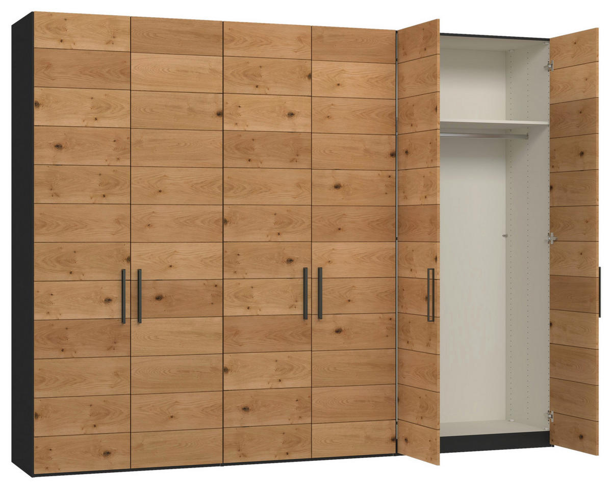 DREHTÜRENSCHRANK 303/220/59 cm,  in Schwarz, Wildeiche, 6-türig  - Wildeiche/Titanfarben, Design, Holz/Holzwerkstoff (303/220/59cm) - Jutzler