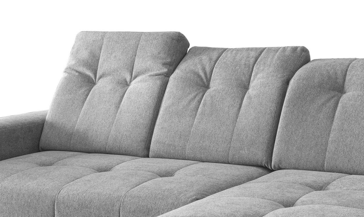 ECKSOFA in Chenille Silberfarben  - Silberfarben/Schwarz, Modern, Textil/Metall (258/180cm) - Livetastic