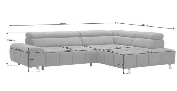 ECKSOFA Dunkelbraun Velours  - Dunkelgrau/Dunkelbraun, Design, Textil/Metall (295/201cm) - Hom`in