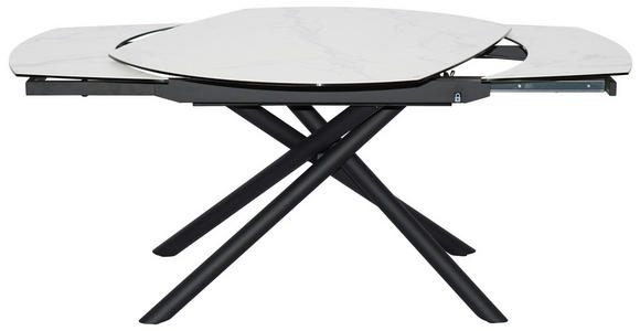 ESSTISCH in Metall, Glas, Keramik 130-190/100/77 cm - Schwarz/Weiß, Design, Glas/Keramik (130-190/100/77cm) - Novel