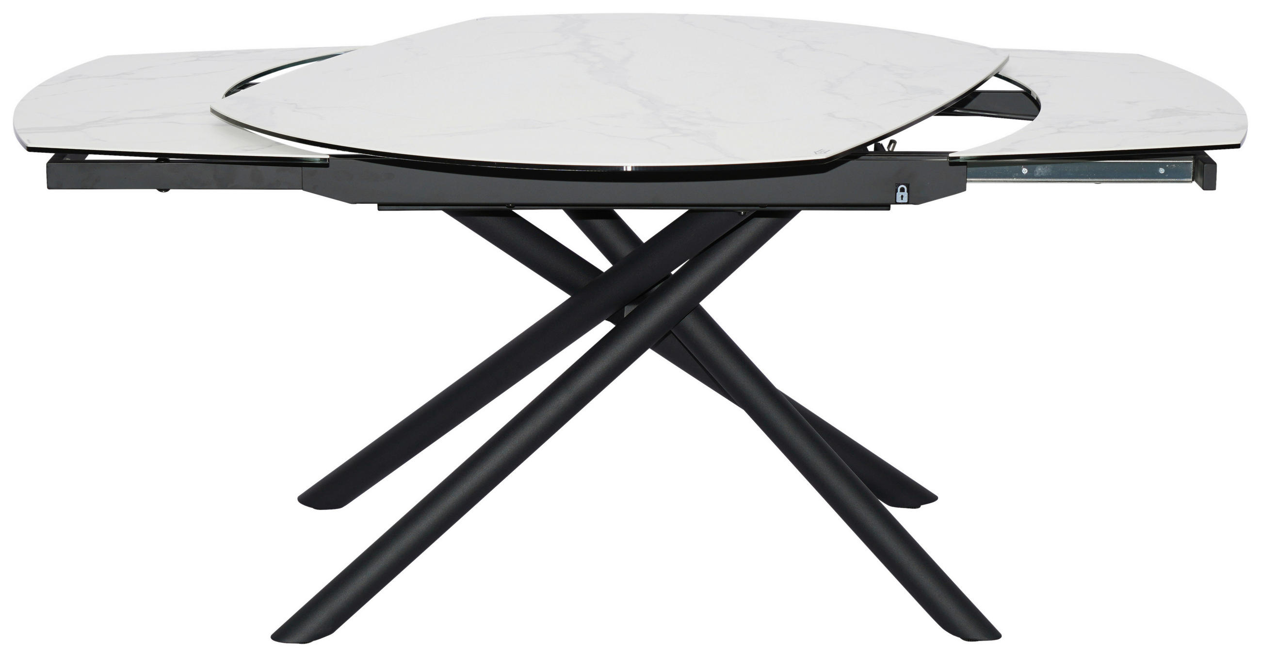 ESSTISCH in Metall, Glas, Keramik 130-190/100/77 cm  - Schwarz/Weiß, Design, Glas/Keramik (130-190/100/77cm) - Novel