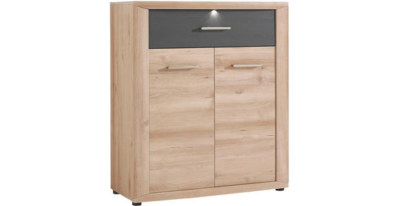 KOMMODE 90/105/42 cm - Dunkelgrau/Buchefarben, KONVENTIONELL, Holzwerkstoff/Metall (90/105/42cm) - Voleo