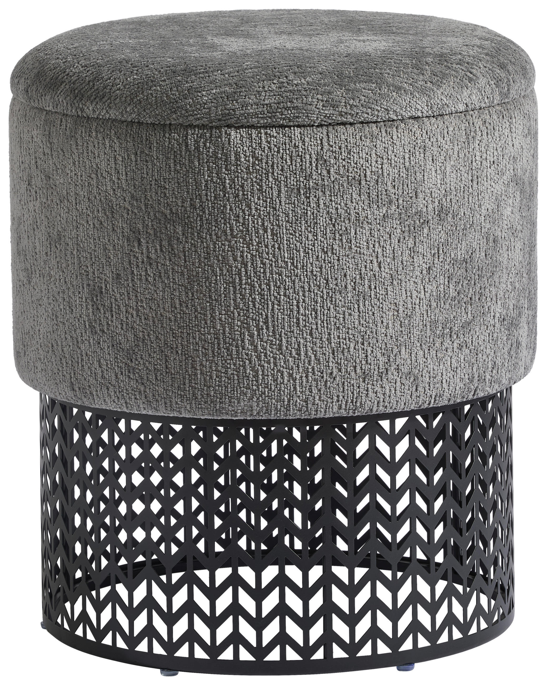 POUF Chenille Grau 40/44/40 cm  - Grau, Design, Holzwerkstoff/Textil (40/44/40cm) - MID.YOU