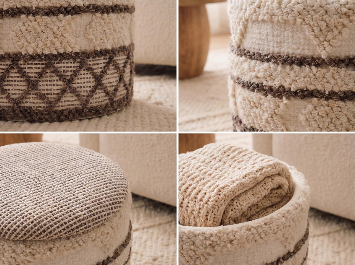 HOCKER Textil Beige  - Beige, Design, Textil (40/45/40cm) - Livetastic