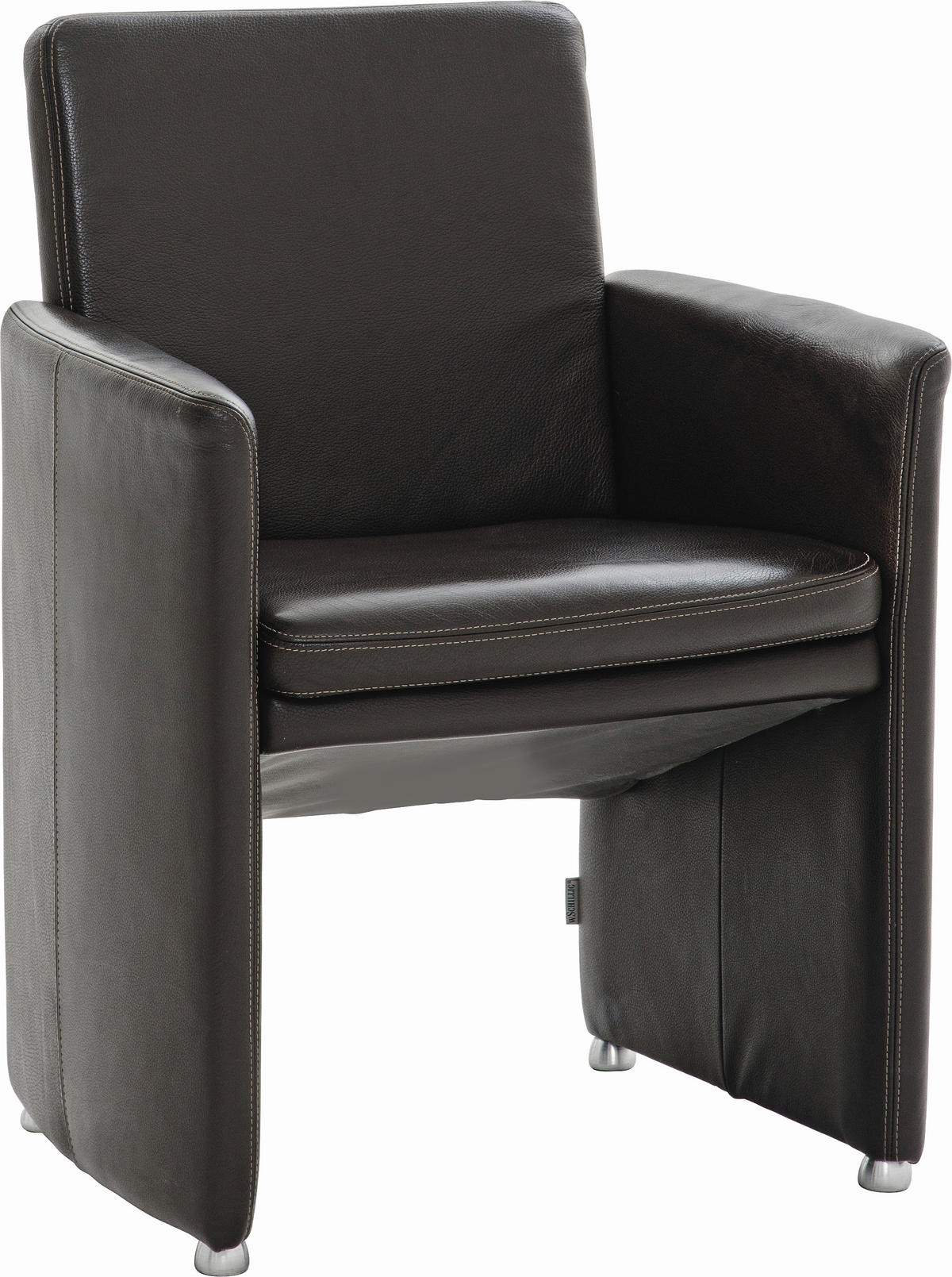 STUHL Echtleder  - Silberfarben/Schwarz, Design, Leder/Kunststoff (62/87/59cm) - W.Schillig