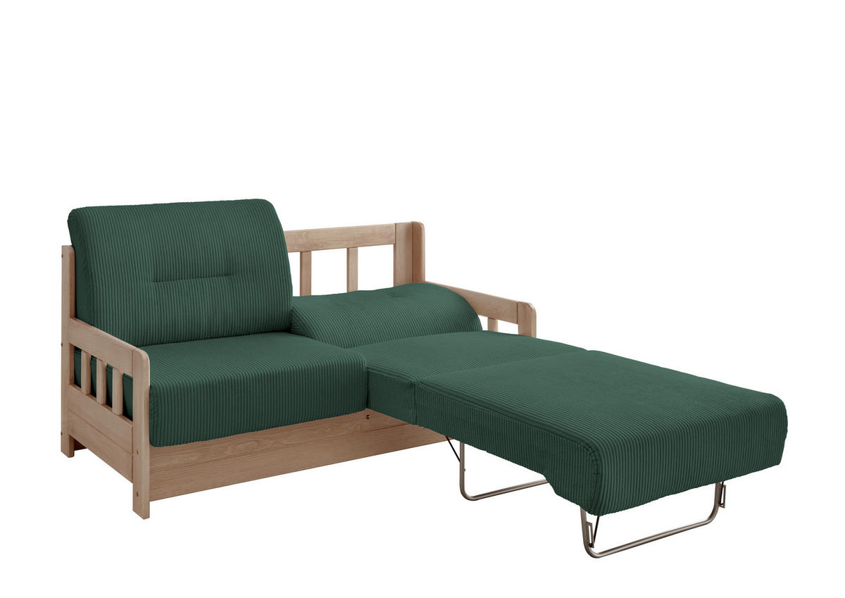 SCHLAFSOFA in Textil Naturfarben, Dunkelgrün  - Dunkelgrün/Naturfarben, Modern, Holz/Textil (154/88/90cm) - Livetastic