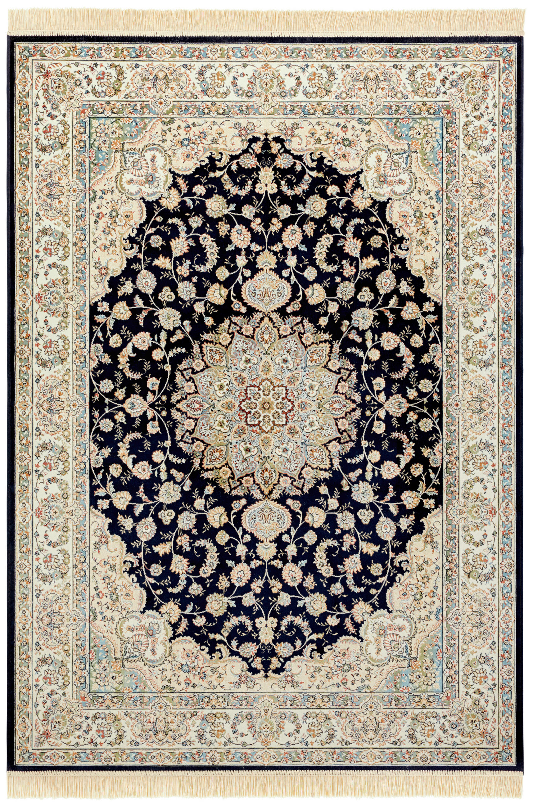 VINTAGE-TEPPICH 95/140 cm Naveh Creme, Dunkelblau  - Creme/Dunkelblau, Basics, Textil (95/140cm)
