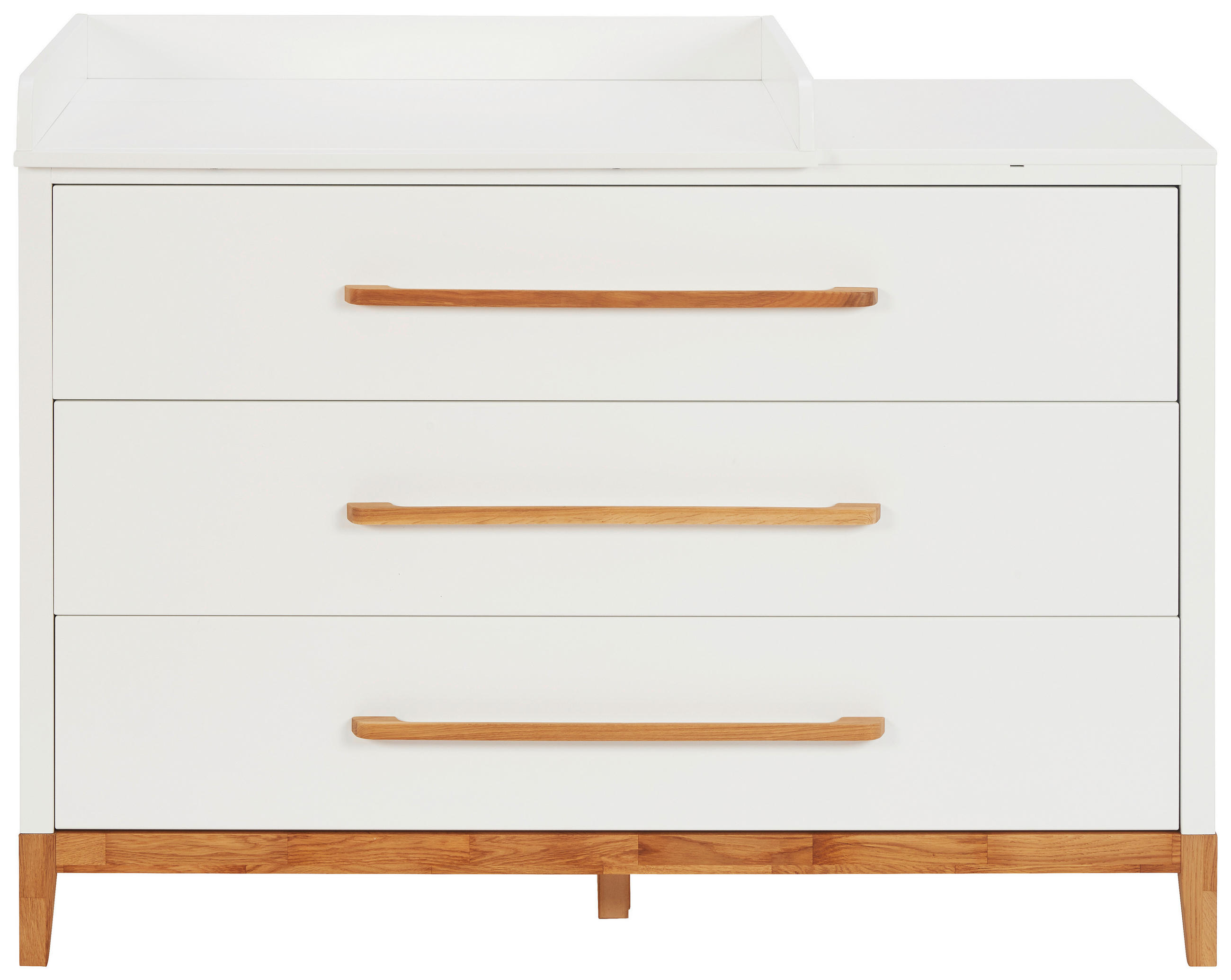 Thumbnail - Jimmylee Wickelkommode Scandic, Weiß, Holz, Eiche, massiv, 3 Schublade(n) Schubladen, 135x92x47 cm, Babymöbel, Wickelkom...