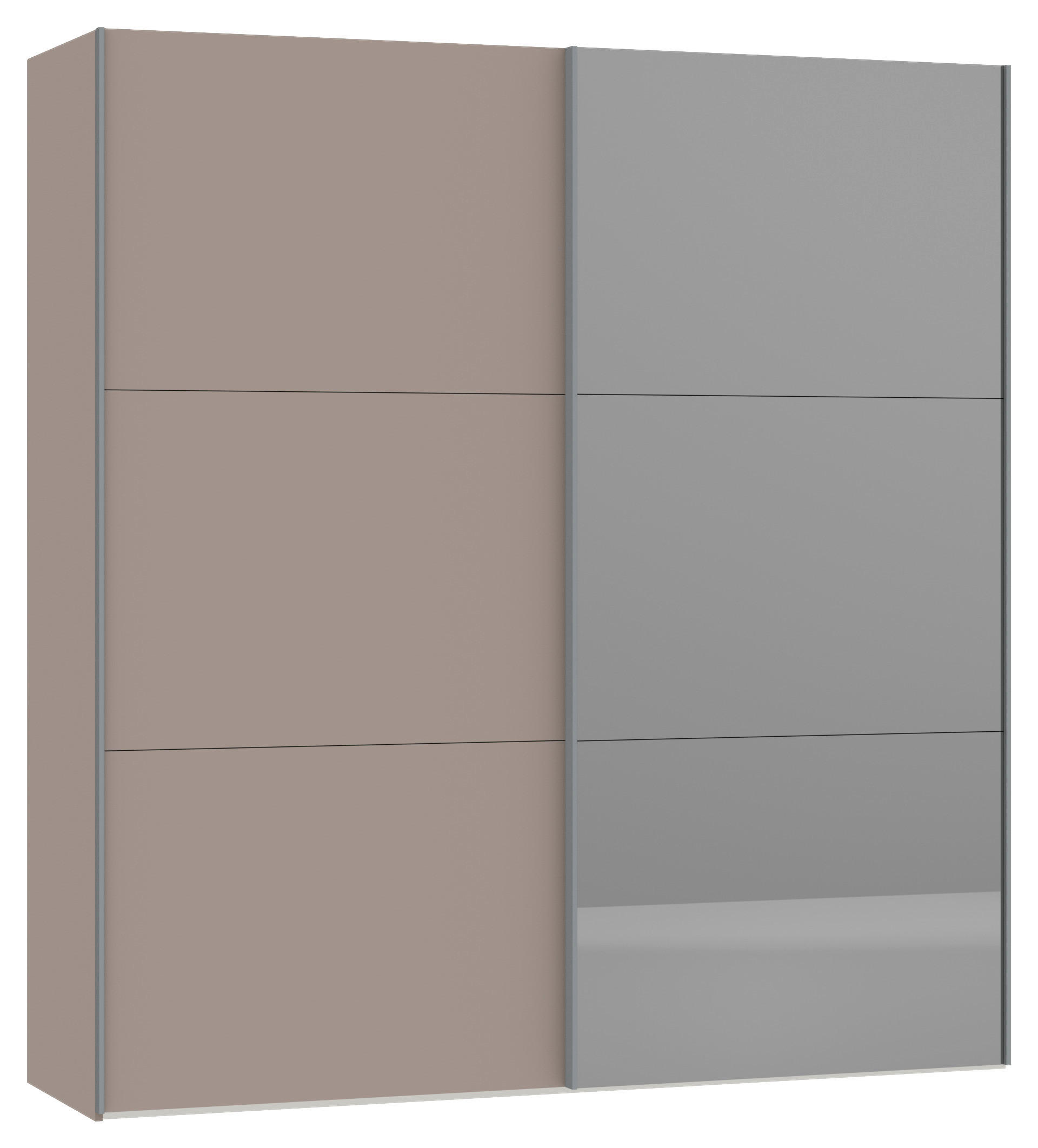 SCHWEBETÜRENSCHRANK 203/220/65 cm 2-türig Hellbraun  - Hellbraun/Silberfarben, Design, Glas/Holzwerkstoff (203/220/65cm) - Jutzler