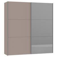 SCHWEBETÜRENSCHRANK 203/220/65 cm 2-türig Hellbraun  - Hellbraun/Silberfarben, Design, Glas/Holzwerkstoff (203/220/65cm) - Jutzler