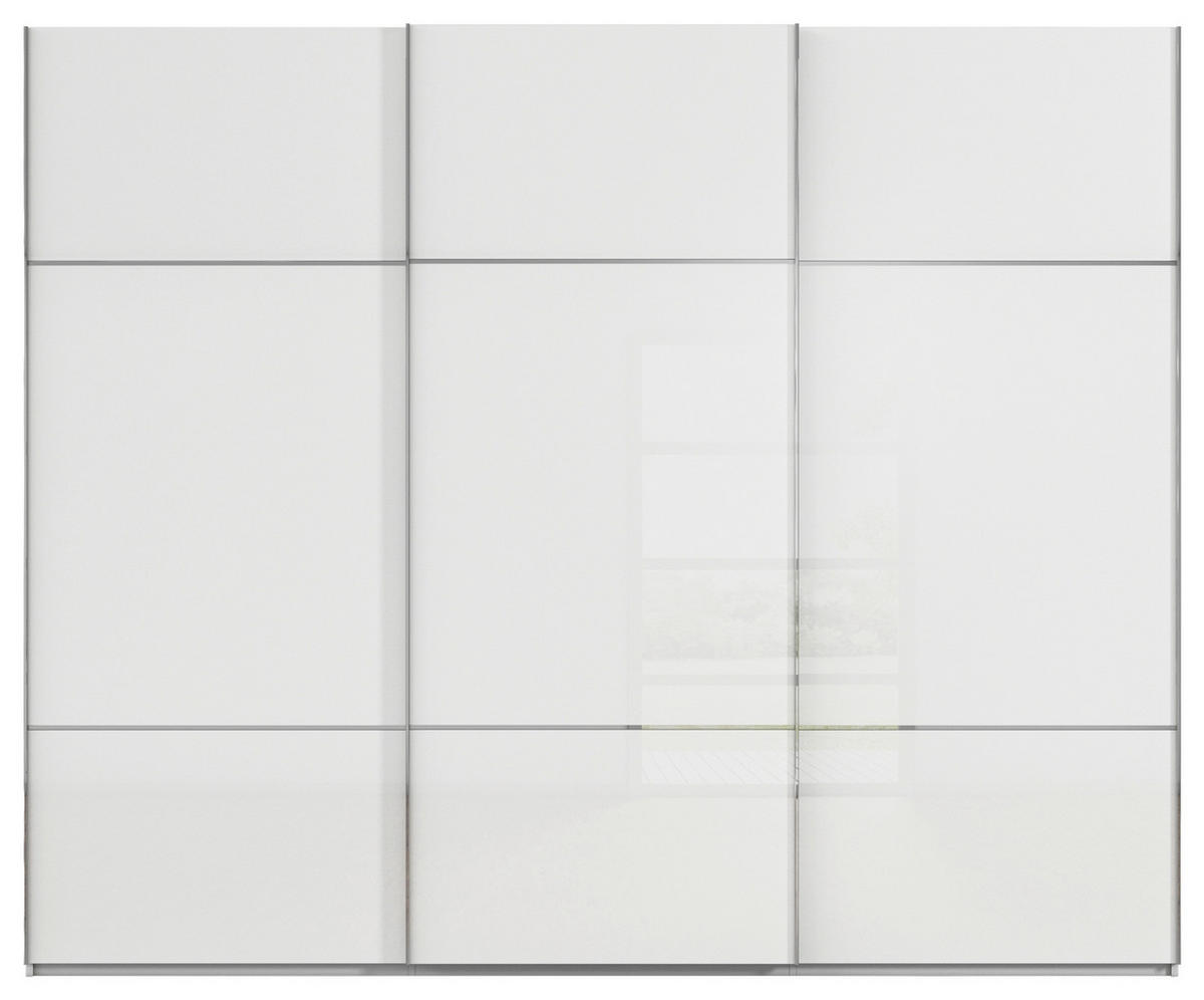 SCHWEBETÜRENSCHRANK in Grau, Weiss  - Chromfarben/Weiss, Konventionell, Glas/Holzwerkstoff (271/223/68cm) - Novel