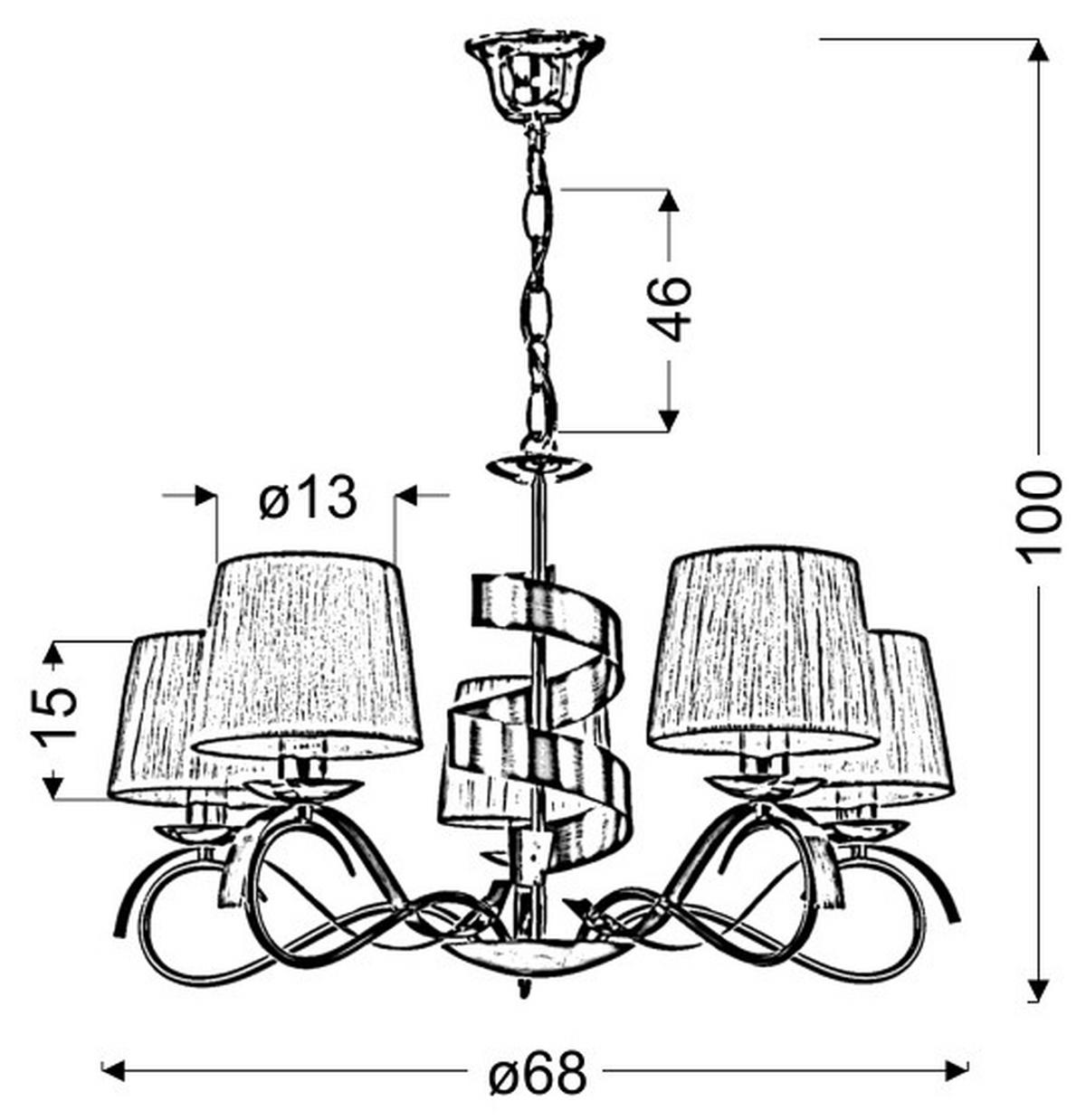 PENDELLEUCHTE Denis 68/68/100 cm   - Chromfarben/Goldfarben, KONVENTIONELL, Kunststoff/Metall (68/68/100cm)