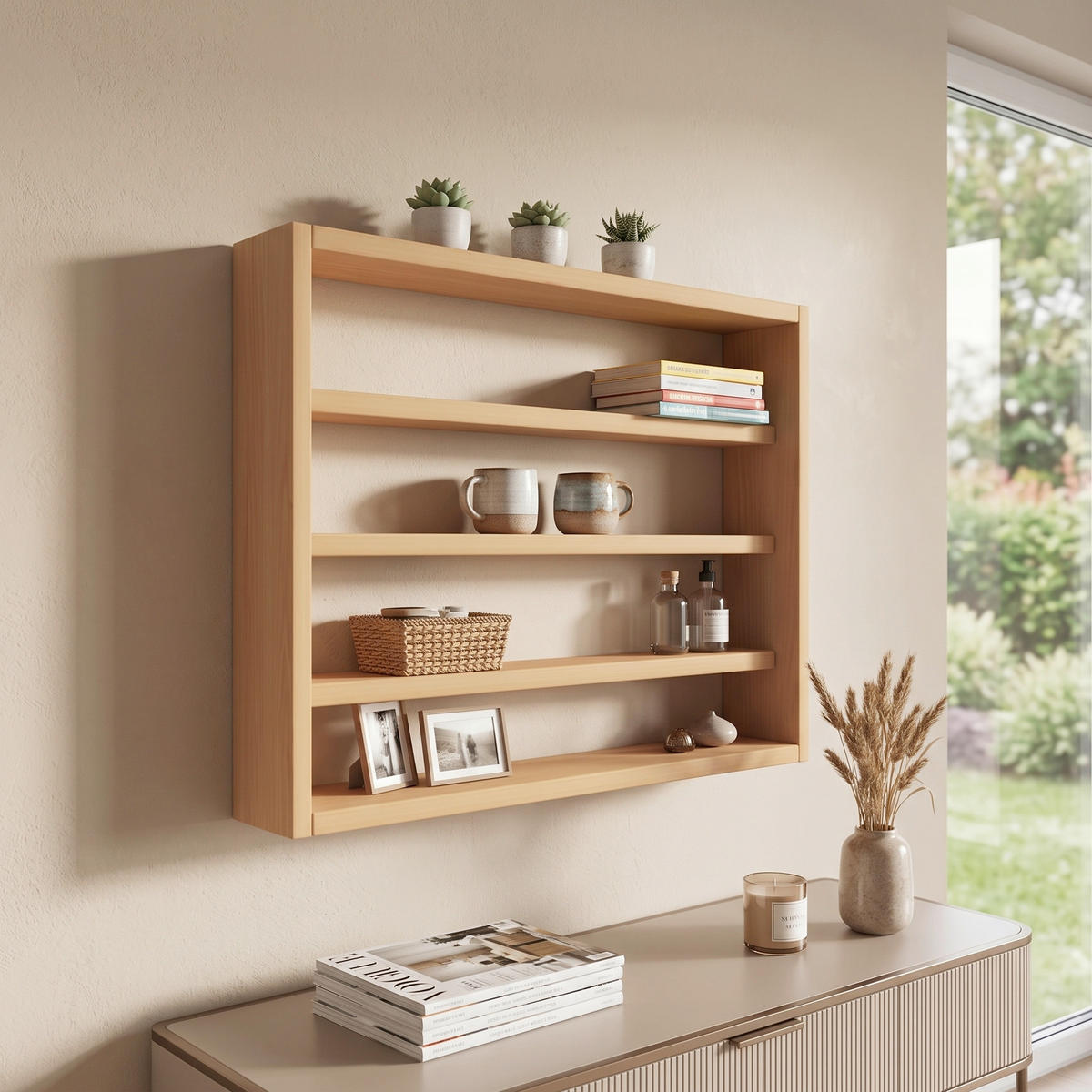 WANDREGAL  - Buchefarben, Design, Holzwerkstoff (60/40/10cm) - MID.YOU
