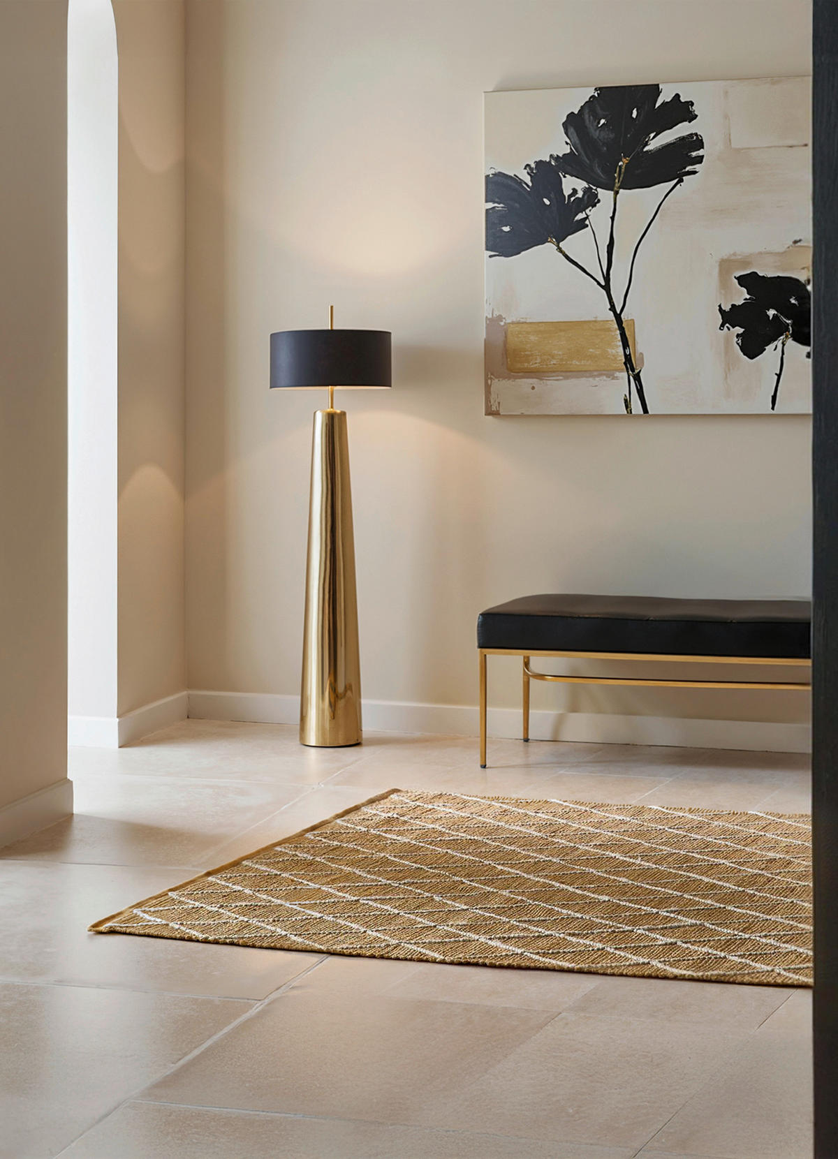 FLACHWEBETEPPICH 200/300 cm Kunu Weiß, Sandfarben rechteckig  - Sandfarben/Weiß, Basics, Textil (200/300cm) - Hanse Home