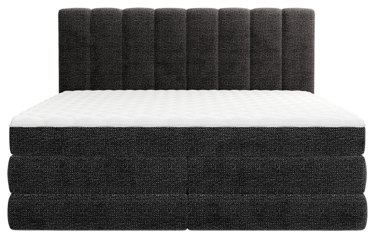 BOXSPRINGBETT 160/200 cm,  in Schwarz, Bettkasten, Matratzen, H2 + H3 = mittel + fest  - Schwarz, KONVENTIONELL, Kunststoff/Textil (160/200cm) - Carryhome