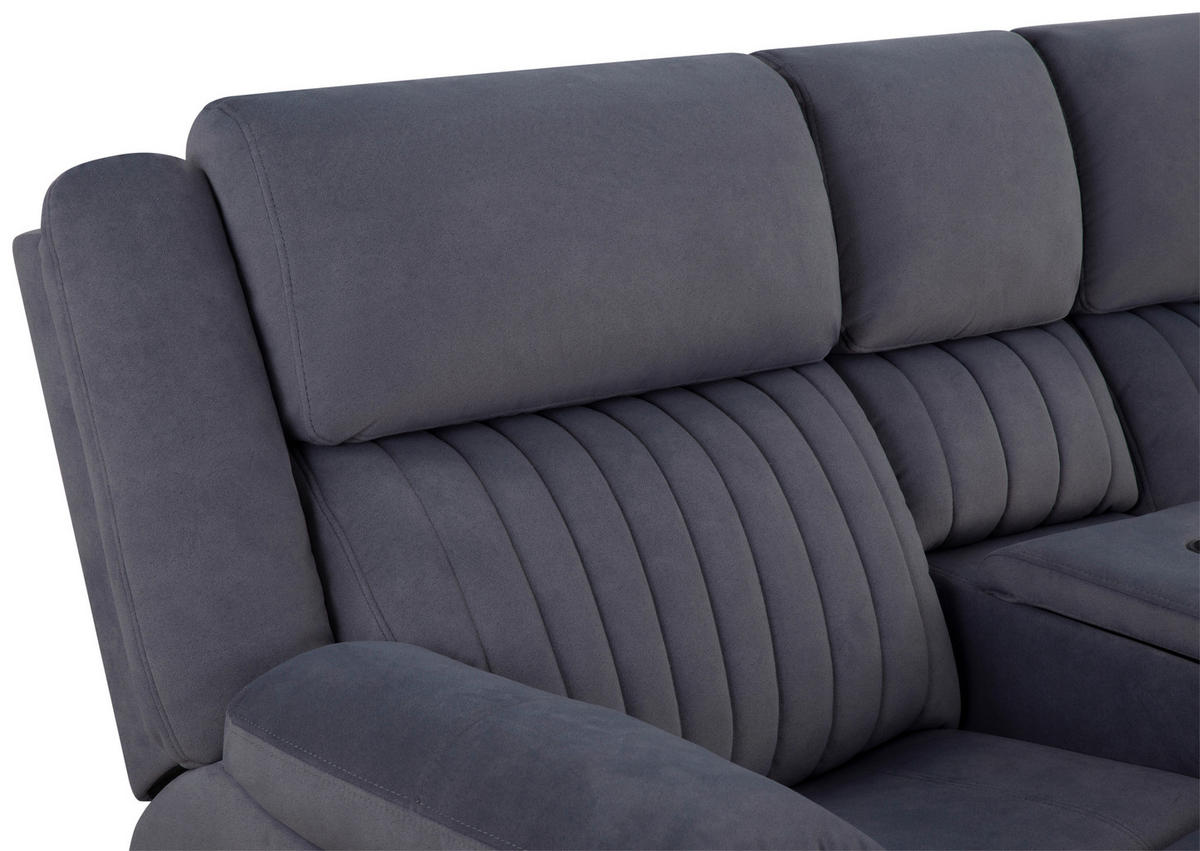 HEIMKINO-SOFA Velours Grau  - Grau, KONVENTIONELL, Textil/Metall (186/102/99cm) - MID.YOU