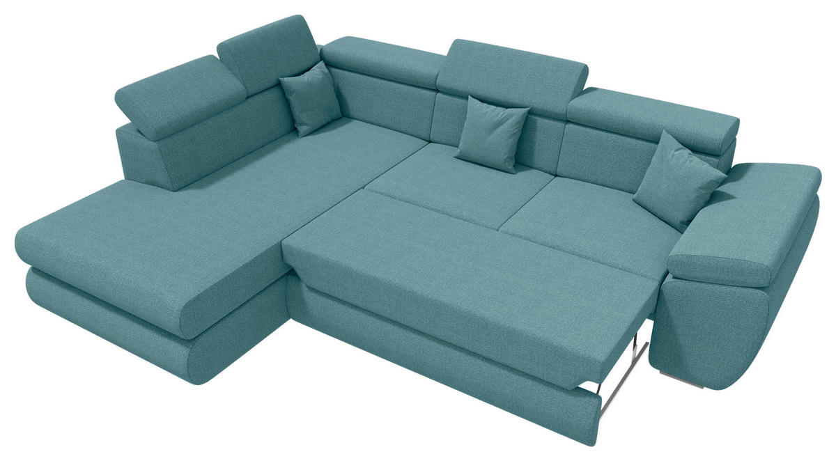 ECKSOFA Petrol Struktur  - Chromfarben/Petrol, KONVENTIONELL, Kunststoff/Textil (205/282cm) - Carryhome