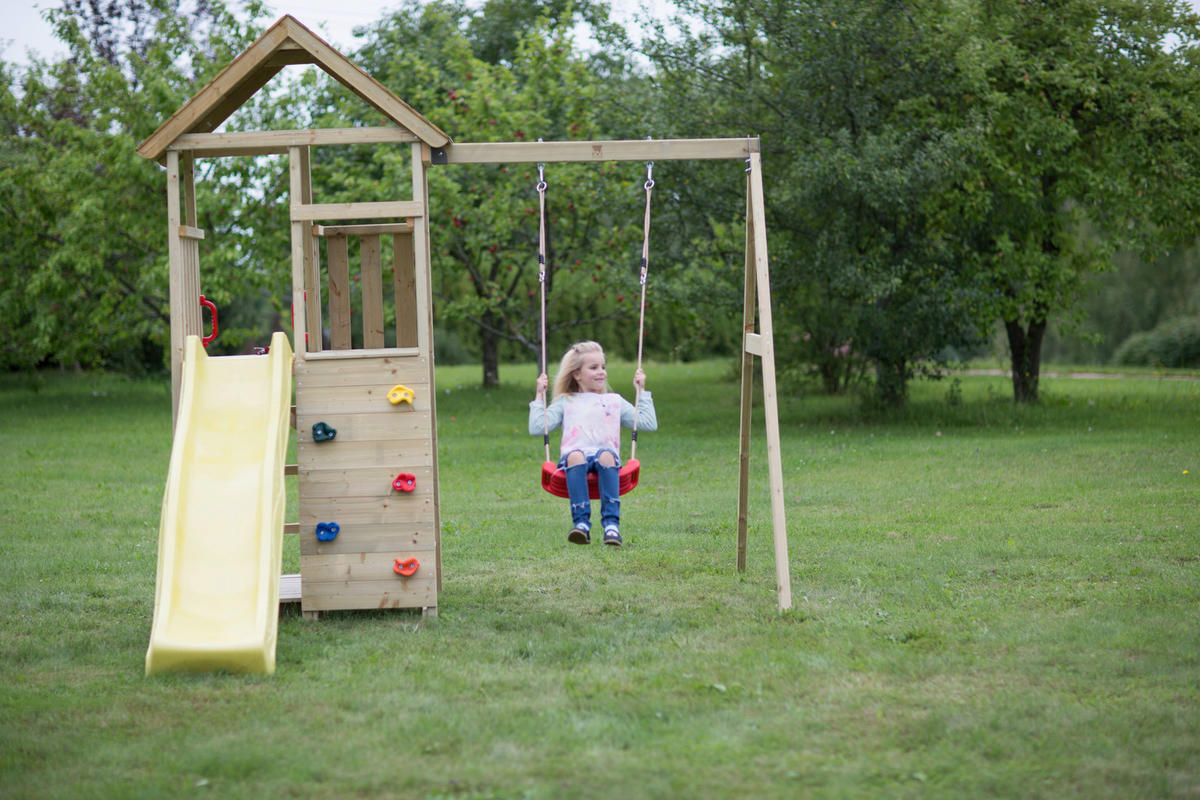 SPIELTURM 270/270/280 cm  - Gelb/Naturfarben, KONVENTIONELL, Holz (270/270/280cm)