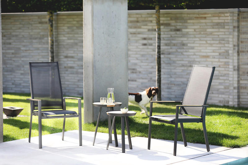 GARTENBEISTELLTISCH - Anthrazit/Teakfarben, Modern, Holz/Metall (40/40/50cm)