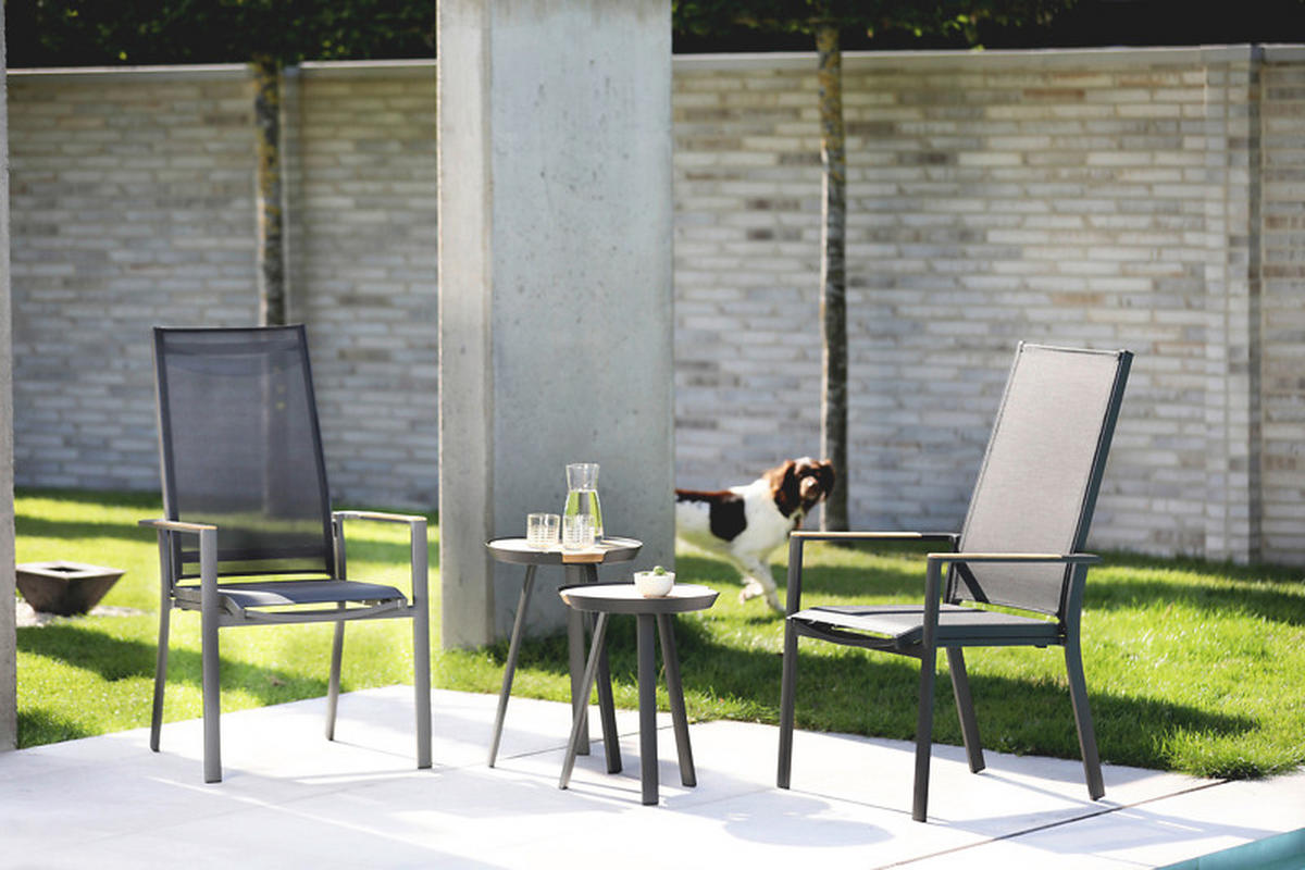 GARTENBEISTELLTISCH - Anthrazit/Teakfarben, Modern, Holz/Metall (40/40/50cm)