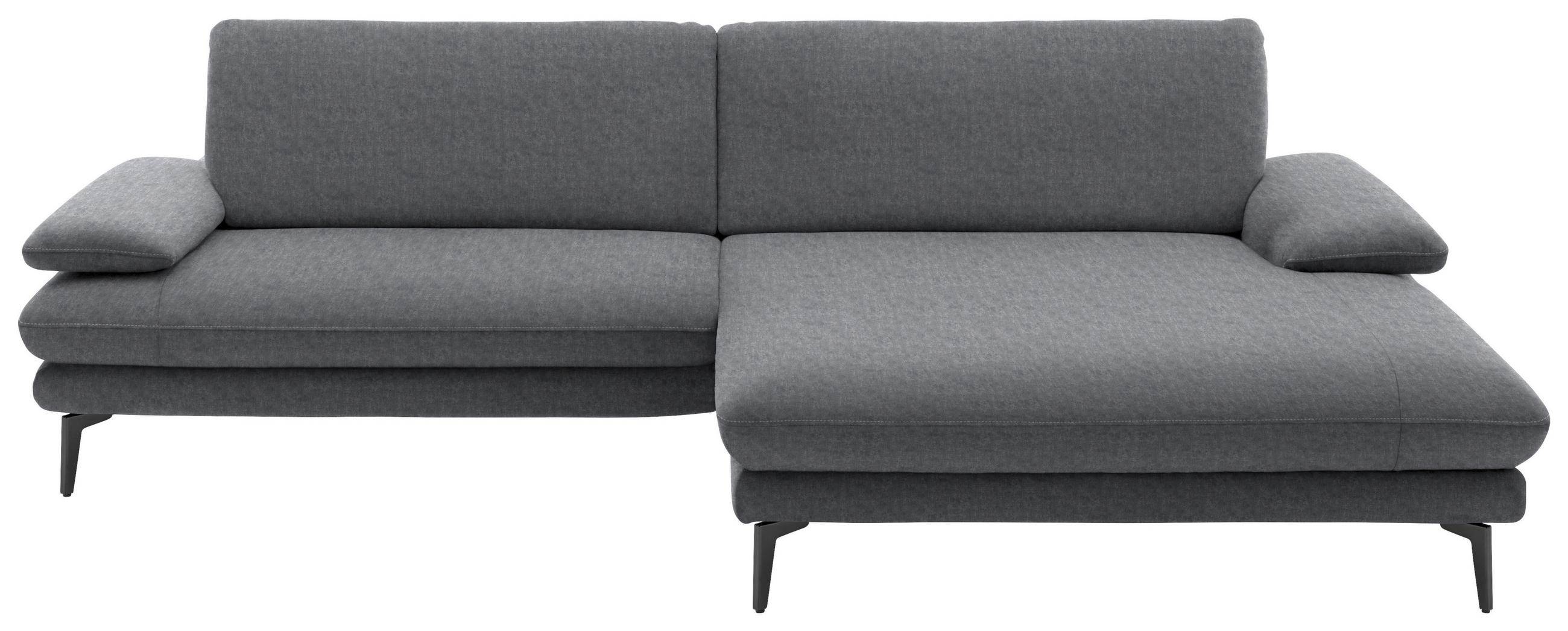 ECKSOFA in Velours Silberfarben  - Silberfarben/Schwarz, Design, Textil/Metall (284/184cm) - Dieter Knoll