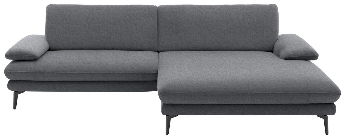 ECKSOFA in Velours Silberfarben  - Silberfarben/Schwarz, Design, Textil/Metall (284/184cm) - Dieter Knoll