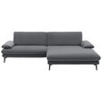 ECKSOFA  in Velours Silberfarben  284/184 cm  - Silberfarben/Schwarz, Design, Textil/Metall (284/184cm) - Dieter Knoll
