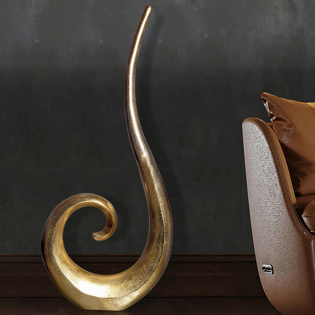 DEKOVASE  - Goldfarben, Design, Metall (48/100/10cm) - Livetastic