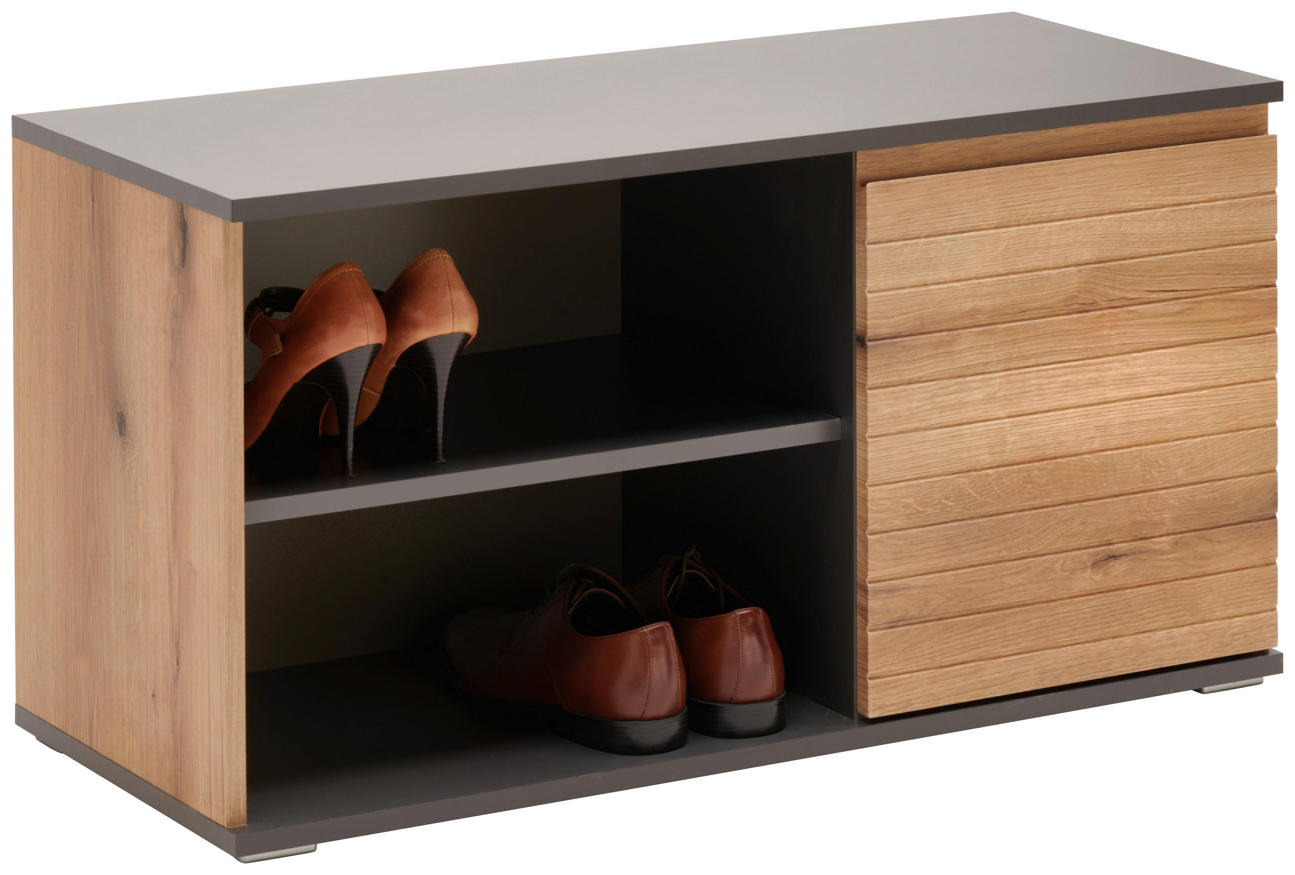 home24 Garderobenbank Anthrazit, Eiche 90x47x38 cm