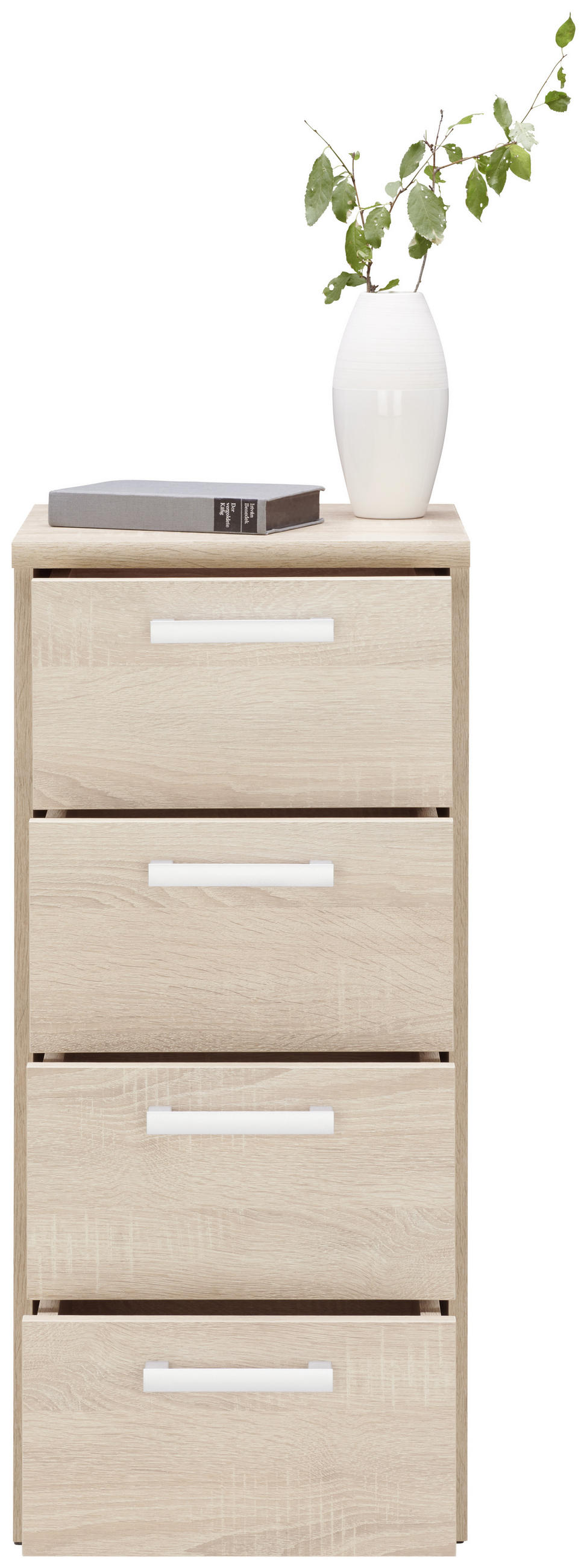KOMODA, hrast sonoma  - srebrne barve/črna, Konvencionalno, kovina/leseni material (38/84/36cm) - Xora