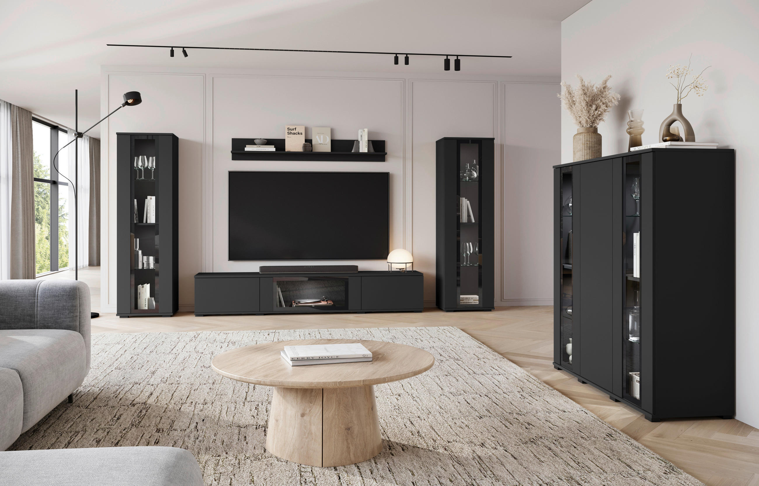 HIGHBOARD in 120/121,9/39,5 cm - Schwarz, Design, Glas/Holzwerkstoff (120/121,9/39,5cm) - Livetastic