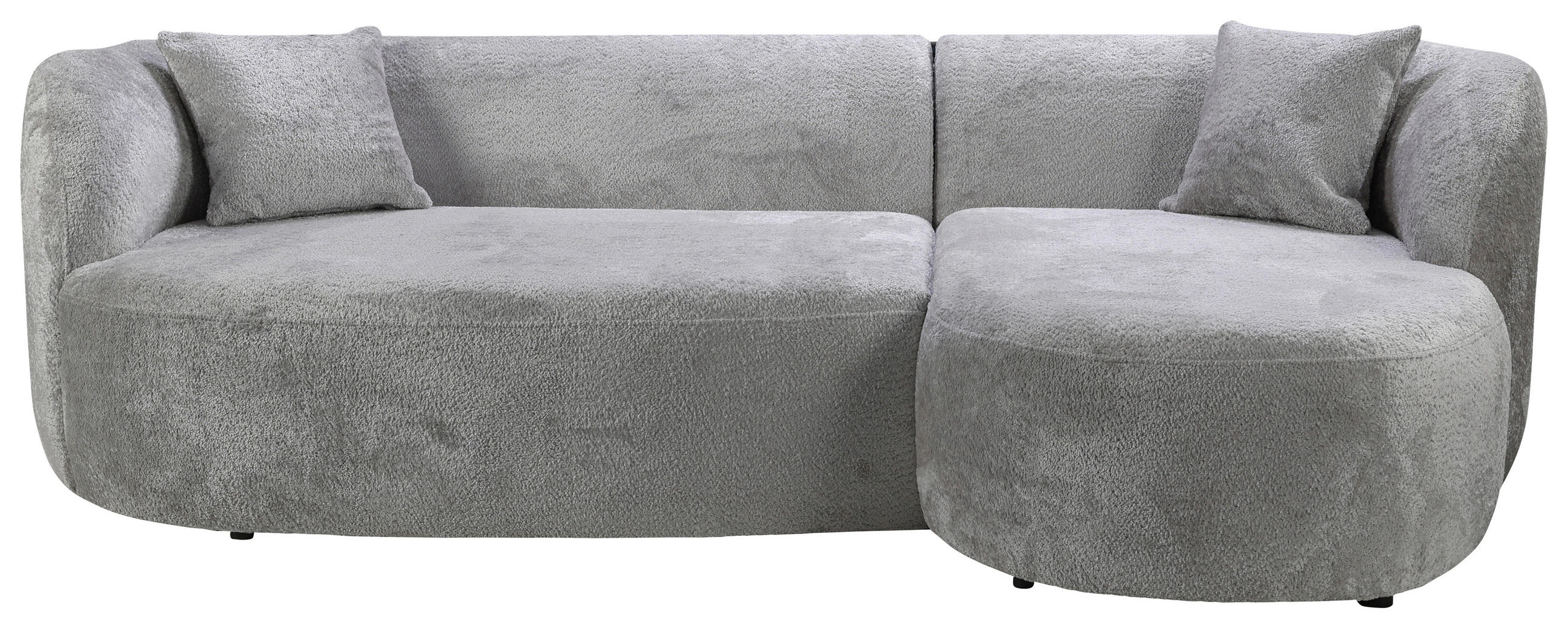 ECKSOFA in Bouclé Hellgrau  264/143 cm  - Hellgrau/Schwarz, Design, Kunststoff/Textil (264/143cm) - MID.YOU