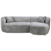 ECKSOFA in Bouclé Hellgrau  - Hellgrau/Schwarz, Design, Kunststoff/Textil (264/143cm) - MID.YOU