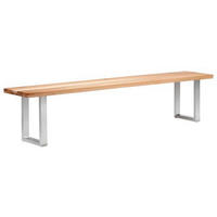 SITZBANK 220/50/40 cm Eichefarben, Edelstahlfarben Wildeiche massiv Metall  - Edelstahlfarben/Eichefarben, Design, Holz/Metall (220/50/40cm) - Novel