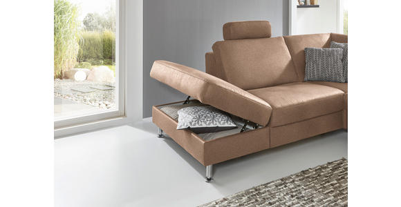 ECKSOFA in Mikrofaser Sandfarben 242/275 cm - Sandfarben/Alufarben, Design, Textil/Metall (242/275cm) - Dieter Knoll