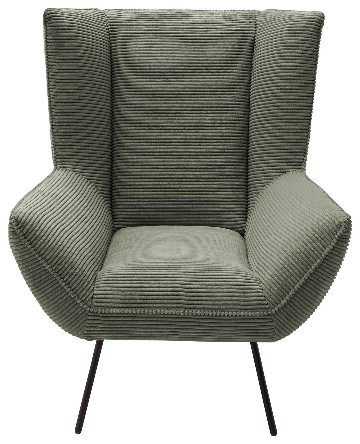 SESSEL in Cord Grün  - Schwarz/Grün, Design, Textil/Metall (90/112/94cm) - Pure Home Lifestyle