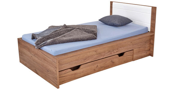 Bett Avensis New 90x200 Krafteiche Dunkel/Weiß - Eichefarben/Weiß, KONVENTIONELL, Holzwerkstoff (90/200cm) - Luca Bessoni