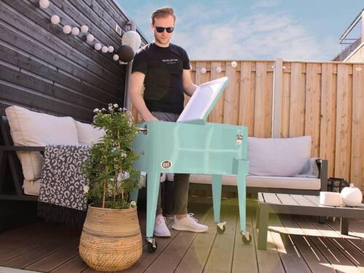 KÜHLBOX RETRO KÜHLER Mintgrün 76 l  - Mintgrün, KONVENTIONELL, Metall (43,00/89,00/92,00cm) - Ambia Garden