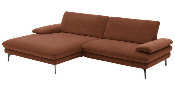 ECKSOFA in Velours Kupferfarben 184/284 cm - Schwarz/Kupferfarben, Design, Textil/Metall (184/284cm) - Dieter Knoll