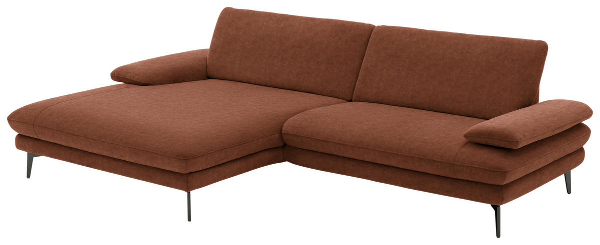 ECKSOFA in Velours Kupferfarben  - Schwarz/Kupferfarben, Design, Textil/Metall (184/284cm) - Dieter Knoll