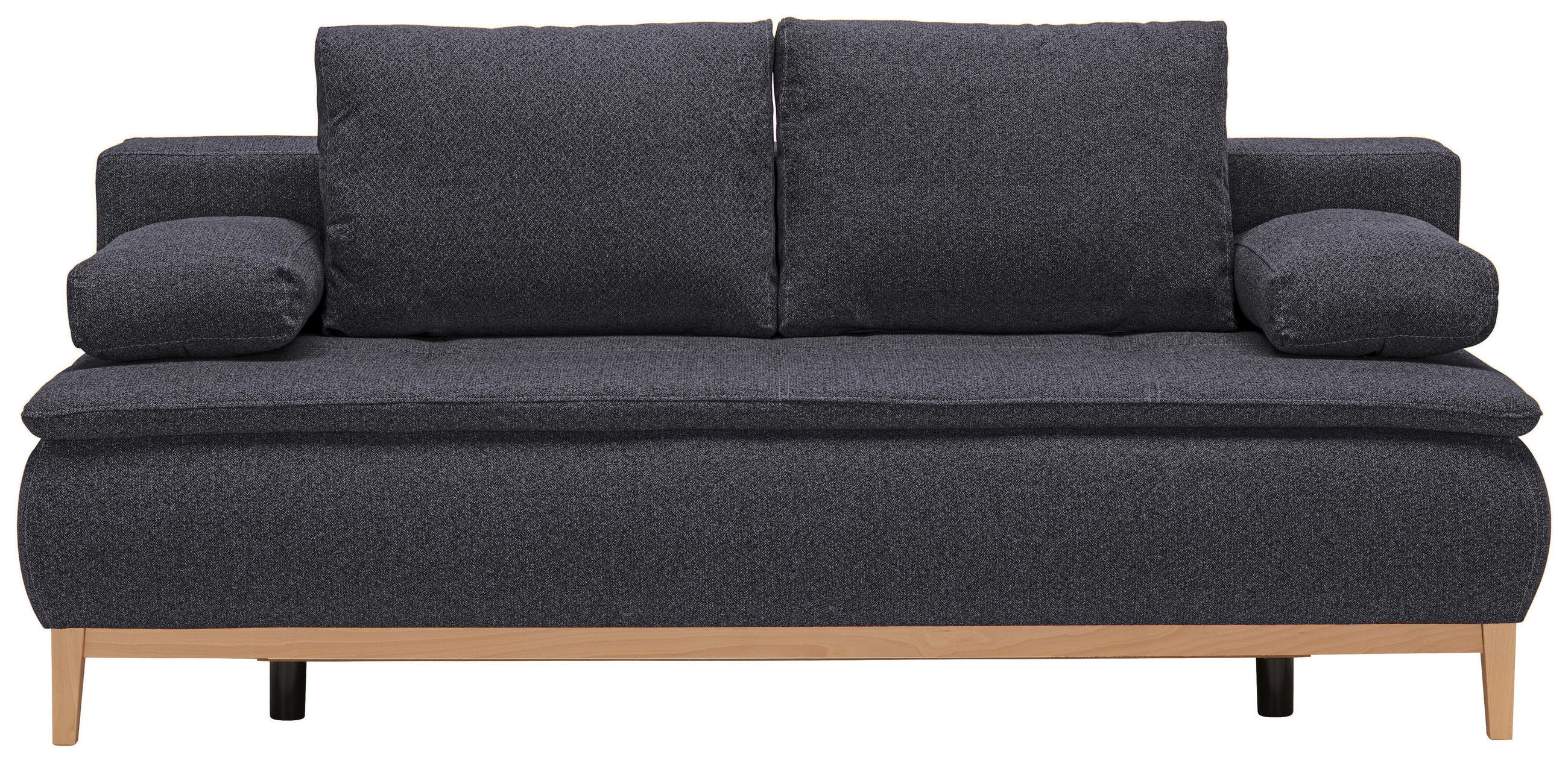 BOXSPRINGSOFA  mit Stoffauswahl, Schlafen auf Sitzhöhe Flachgewebe Dunkelgrau  - Eichefarben/Dunkelgrau, Design, Holz/Textil (202/93/100cm) - Carryhome