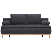 BOXSPRINGSOFA  mit Stoffauswahl, Schlafen auf Sitzhöhe Flachgewebe Dunkelgrau  - Eichefarben/Dunkelgrau, Design, Holz/Textil (202/93/100cm) - Carryhome